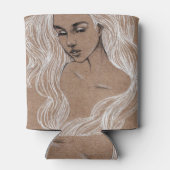 ポートレートスケッチ：少女イラストレーション 缶クーラー (裏面)