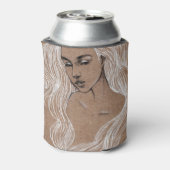ポートレートスケッチ：少女イラストレーション 缶クーラー (缶裏面)