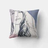 ポートレートスケッチ、熱帯植物カラフルシェイプT クッション (裏面)