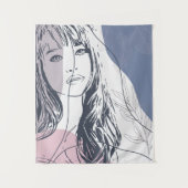 ポートレートスケッチ、熱帯植物カラフルシェイプT タペストリー (正面)