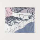 ポートレートスケッチ、熱帯植物カラフルシェイプT タペストリー (正面(横))