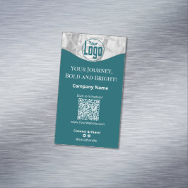 ポートレートティール（緑がかった色）ホワイトライフコーチ会社 マグネット名刺