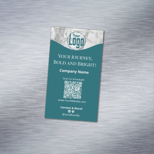 ポートレートティール（緑がかった色）ホワイトライフコーチ会社 マグネット名刺 (インサイチュ)