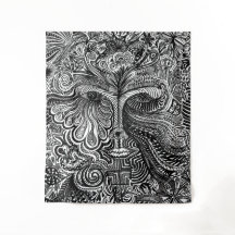 ポートレートトリップ（幻覚体験）のようなタペストリー