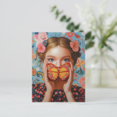 ポートレートバタフライガールインアフローラワンダーランド ポストカード (スタンド正面)