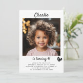 ポートレートフォトキッズ写真シンプルスクリプト誕生日 招待状 (スタンド正面)