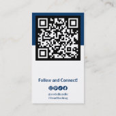 ポートレートフォトソーシャルブラック、ブルー&ホワイト 名刺 (裏面)