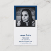 ポートレートフォトソーシャルブラック、ブルー&ホワイト 名刺 (正面)