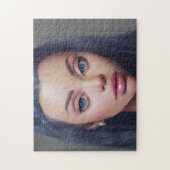 ポートレートブルーヘアアイズスマイル若い女性 ジグソーパズル (縦)