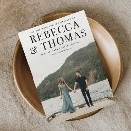 ポートレートモダン写真の結婚式の日付を保存 マグネット招待状