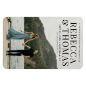 ポートレートモダン写真の結婚式の日付を保存 マグネット (横)