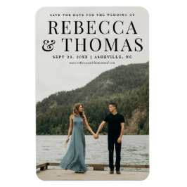 ポートレートモダン写真の結婚式の日付を保存 マグネット