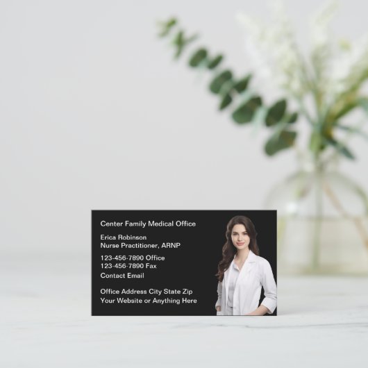 ポートレート付き医療事務用名刺 名刺 (スタンド正面)