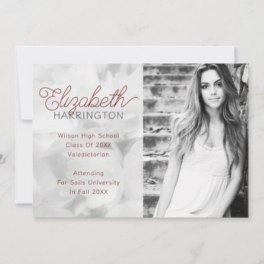 ポートレート写真の卒業発表 案内状 (正面)