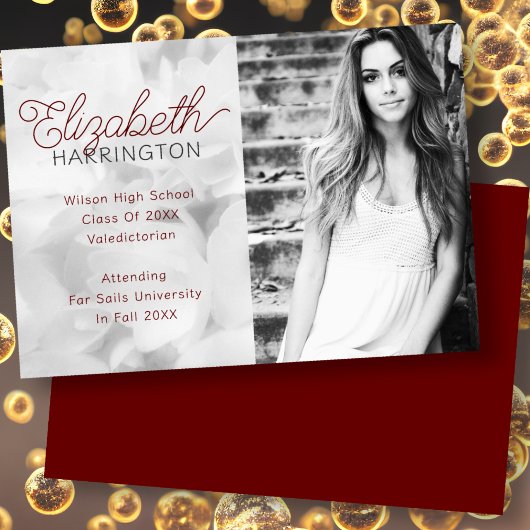 ポートレート写真の卒業発表 案内状