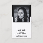 ポートレート写真ソーシャルブラック&ホワイトビジネスカード 名刺 (正面)