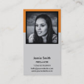 ポートレート写真ソーシャルQRコードブラック、オレンジ、グレー 名刺 (正面)