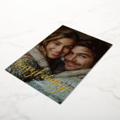 ポートレート写真ハッピーホリデー金ゴールド 箔シーズンカード (回転した状態)