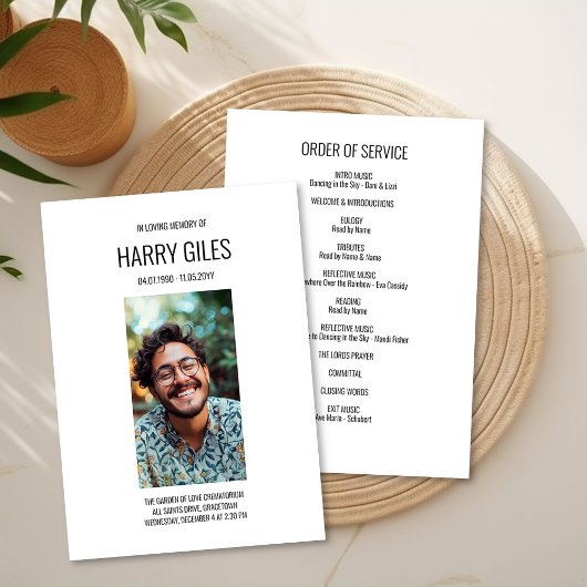 ポートレート写真葬儀順序サービスカード 招待状