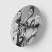 ポートレート写真:Tsar Nicholas II (1868年~1918年) ラウンド壁時計 (傾斜)
