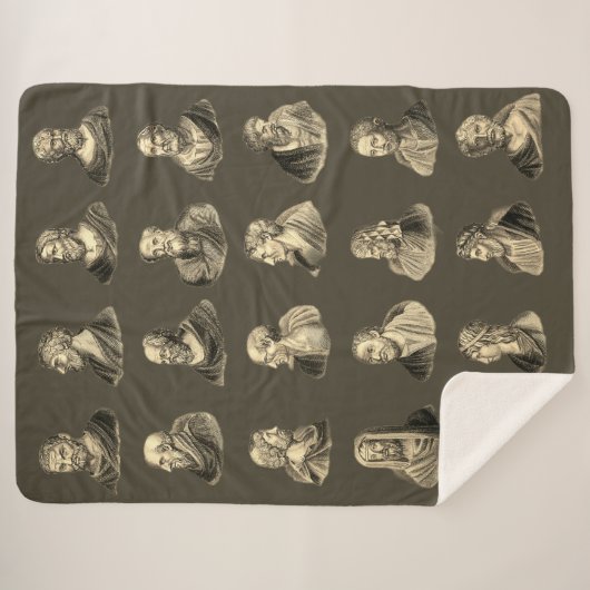 ポートレート古代哲学者のパターン シェルパブランケット (正面(横))