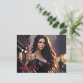 ポートレート女性エレガントファッショントレンディー ポストカード (スタンド正面)