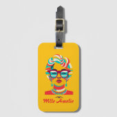 ポートレート恋しく思女の子と名前。パーソナライズ ラゲッジタグ (正面縦)
