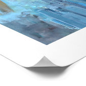 ポートレート抽象芸術女性ブルーグレーグリーン絵画 ポスター (角)