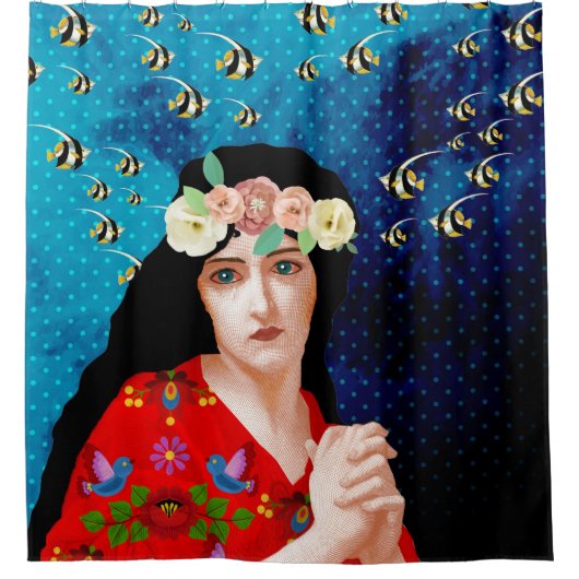 ポートレート芸術 シャワーカーテン (正面)