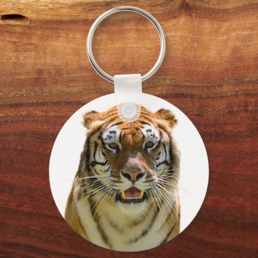 ポートレート虎の隔離と歯を示す キーホルダー (正面)