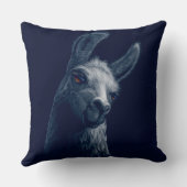 ポートレート頭かわいいラマとネイビー背景 クッション (裏面)