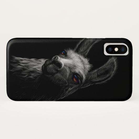 ポートレート頭かわいいラマと黒い背景 Case-Mate iPhoneケース (裏面(横))
