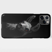 ポートレート頭かわいいラマと黒い背景 iPhoneケース (裏面横)