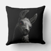 ポートレート頭かわいいラマ黒背景 クッション (裏面)