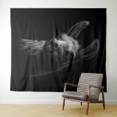 ポートレート頭かわいいラマ黒背景 タペストリー (インサイチュ(横))