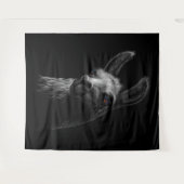 ポートレート頭かわいいラマ黒背景 タペストリー (正面(横))