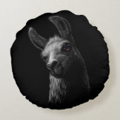 ポートレート頭かわいいラマ黒背景 ラウンドクッション (裏面)