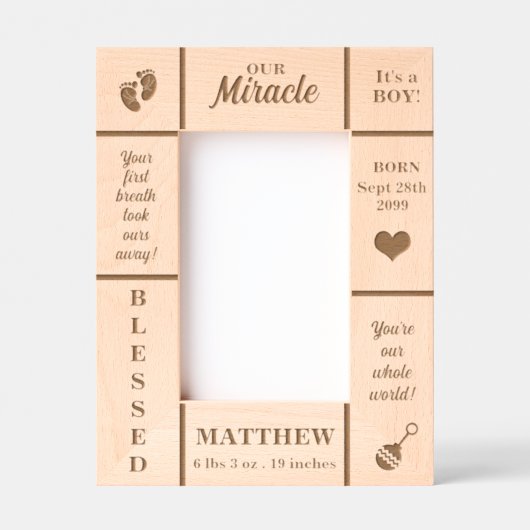 ポートレート4x6新生児 パーソナライズされた レーザー彫刻フレーム (正面)