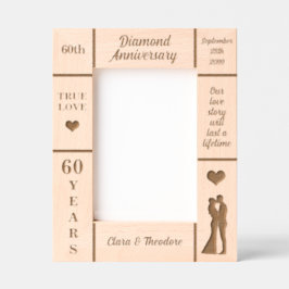ポートレート5 x 7ダイヤモンド60周年結婚を迎える レーザー彫刻フレーム