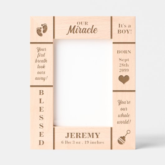 ポートレート5 x 7新生児 パーソナライズされた レーザー彫刻フレーム (正面)