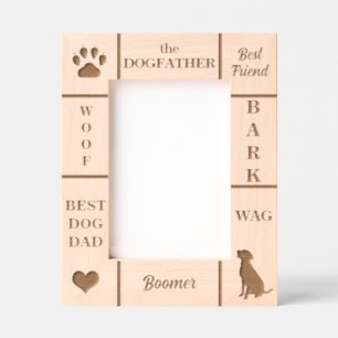 ポートレート5x7ドッグ最高のパパエバー名前をカスタムする レーザー彫刻フレーム