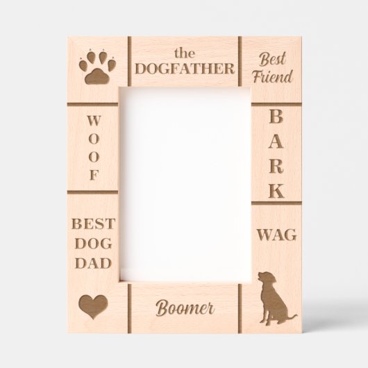 ポートレート5x7ドッグ最高のパパエバー名前をカスタムする レーザー彫刻フレーム (正面)