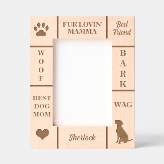 ポートレート5x7最高のドッグMOMエバー名前をカスタムする レーザー彫刻フレーム (正面)