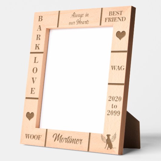 ポートレート8x10ペット記念エンジェルドッグネーム年 レーザー彫刻フレーム (左)