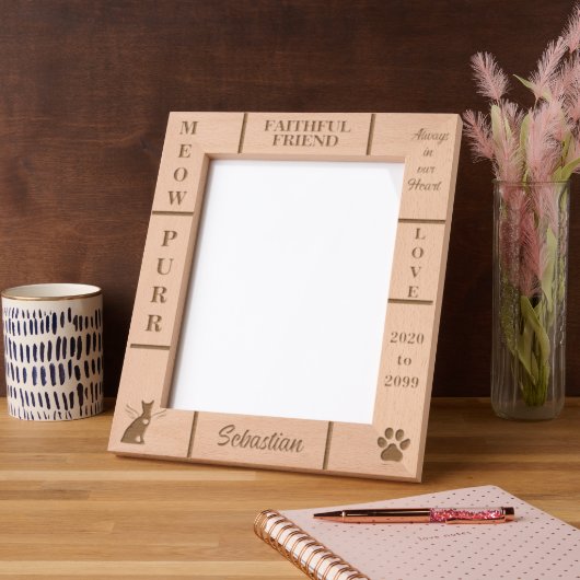 ポートレート8x10ペット記念エンジェル猫の名前年 レーザー彫刻フレーム (左)