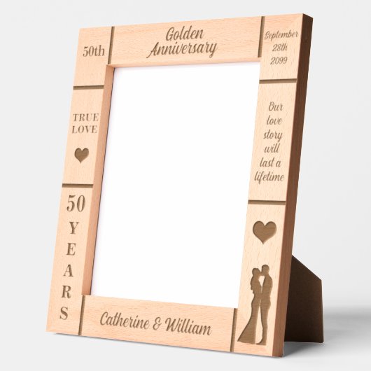ポートレート8x10黄金50周年結婚記念 レーザー彫刻フレーム (左)