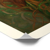 ポートレート・オブ・ウーマン・イン・シャムロック・グリーン・ケルト金ゴールド ポスター (角)