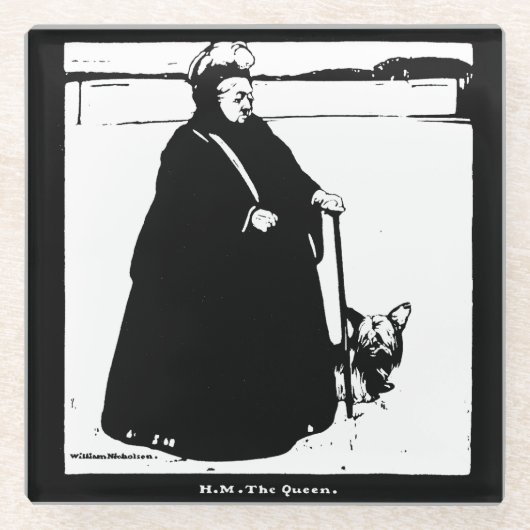 ポートレート・オブ・クイーンビクトリア&ヨークシャーテリアドッグ ガラスコースター (正面)