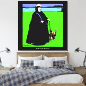 ポートレート・オブ・クイーンビクトリア&ヨークシャーテリアドッグ キャンバスプリント (インサイチュ (寝室))