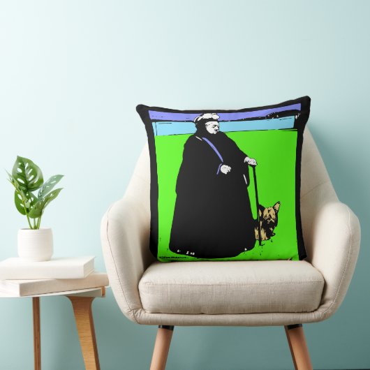 ポートレート・オブ・クイーンビクトリア&ヨークシャーテリアドッグ クッション (椅子)